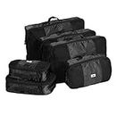 ANSIO Packing Cubes for Suitcase, Travel Luggage Organiser Set, Travel Cubes, Suitcase Organiser bags, Value Set for Travel and Home Storage, Small, Medium, Large, XL - (6 Piece Set) - Black