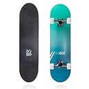 80Six Adult and Youth Skateboard with 54mm Urethane Wheels and Carbon Steel Bearings (Surf Green Teal-Fade, 31" x 8")