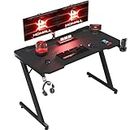 Homall Whole Board Gaming Desk 80 x 60 cm PC Computer Desk Z Shaped Computer Table PC Gaming Table Gamer Desk for Home Office with Cup Holder and Headphone Hook, Black