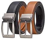 HUGH BUTLER Leather Belt Men, One Belt-Two Colors: Black/Brown, Universal Size, Reversible Belt Mens Belts Leather Black Belt/Brown Leather Belt For Men Smart Belt Casual Belt Steel Belt Buckle