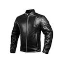 Mens Leather Motorcycle Jackets Black Moto Riding Motorbike Racing Cafe Racer Biker Jacket CE Armored (XL)