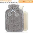 Botella de agua caliente con cubierta esponjosa bolsa de botella de goma de 2 litros - grande