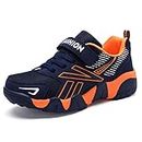 Qvxkd Basket Enfant Garcon Chaussures Garçon Chaussures de Sport Course Confortable Mode Sneakers Orange 29EU