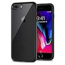 ZELFO 4 Sides Protection Clear Transparent with Black Border Silicon Back Cover Case for Apple iPhone 7 Plus, 8 Plus - {Transparent/Black}