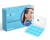 Knoxzy Silicone Ear Plugs for Sleeping, Re-Usable, Waterproof, SNR = 27dB Noise Cancelling Premium Moldable EarPlugs for Sleeping, Travelling, Studying, Concerts, Motorcycle, Noise Reduction, Blue