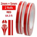 2*Car Motorcycles 1/2 9.8M Pin Striping Stripe Vinyl Tape Decal Sticker Red