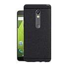 HELLO ZONE Exclusive Dotted Matte Finish Soft Rubberised Back Case Cover for Motorola Moto X Play - Black