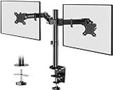HEYMIX Dual Monitor Stand, VESA Monitor Arm, Double Monitor Mount Height Adjustable for 2 LCD 17-32" Gaming Screens, Dual VESA Arm Mount 75mm/100mm, C-Clamp & Grommet 2-Way Assembling