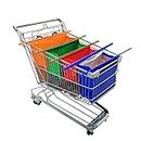 Trolley Bags for Shopping Cart-Set of 4 Shopping cart Bags for Groceries with Cooler Bag & Egg/Wine Holder.Eco-Friendly 4 Reusable Grocery Cart Bags/Grocery Tote Bag/Cart Daddy(Orange,Green,Red,Blue)