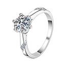 Homxi Women's 925 Sterling Silver Rings,6 Prong Round with Cubic Zirconia 5MM Wedding Rings Silver for Women Ring Size M 1/2(54mm)