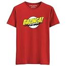 Filmy Vastra Men's & Women's- The Big Bang Theory - Bazinga | Short Sleeve Premium Roundneck T-Shirt Cotton | Red Small - 38