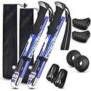 COVACURE Walking Poles - 2 Pack Lightweight Collapsible Walking Sticks for Hiking, Camping & Backpacking- 7075 Aluminum Foam Grip & Padded Strap (Up to 110-130cm)