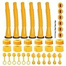 Gas Can Spout Replacement, Gas Can Nozzle (6Kit-Yellow) With 12 Screw Collar Caps(6 Coarse Thread &6 Fine Thread-Fits Most of The Cans) With Gas Can Vent Caps, Thick Rubber Pad, Spout Cover, Base Caps