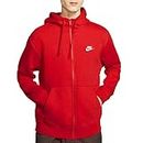 Nike Men's Sportswear Club Fleece Full Zip Hoodie, Fleece Zip-Up Hoodie Men, University Red/University Red, XL