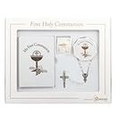 First Holy Communion Gift Set for Girl with Common Prayers Book, Rosary, Box and Pin