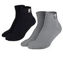 KUE Compression Ankle Socks For Men & Women I Improved Blood Circulation, Pain Relief, Daily Use, Running & Sports, Premium Fabric, Moisture Wicking I Ankle Length Sports Socks (Pack of 2- Grey & Black, L/XL)…