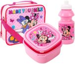 Girls Pink Three Piece Minnie Mouse Sandwich Lunch Bag Box & Water Drinks Bottle