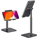OMOTON Phone Stand, Angle Height Adjustable Vertical Desktop Mobile Phone Stand Holder, Mount for iPhone SE 14 Pro/13/12/11/8/XS/XR/Max, Samsung Galaxy S20 10/A13/12, All Smartphones (Up to 7 In)Black