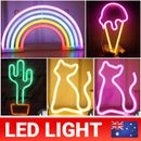 LED Rainbow Neon Sign Lights Bedside Night Light Lamp Kids Room Home Wall Decor