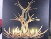 Antler Chandelier w flickering candle light Canvas Wall Art 71902 NEW