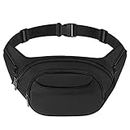 RYACO Waterproof Bum Bags, Fanny Pack with 8 Zipped Pockets for Women Men, Waist Bag Adjustable Belt for Fitness/Exercising/Hiking/Climbing/Hunting/Running/Traveling/Outdoor Sports (Black)