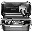 TOZO T12 Pro Wireless Earbuds Bluetooth Headphones with Qualcomm QCC3040 4 Mics CVC 8.0 Call Noise Cancelling and aptX Stereo Headset 2500mAh Wireless Charging Case IPX8 Waterproof Earphones Black