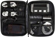 Leather Zippered Organizer Travel Folder Case Cable Organizer Electronics Access