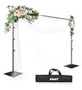 EMART Backdrop Stand, 6.3x10 ft Adjustable Photo Background Stand Pipe and Drape Photography Frame Kit with Heavy Duty Metal Flat Base for Parties, Wedding, Video Studio, Birthday, Shimmer Wall