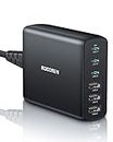 Rocoren USB C Charger 100W, 6 Port USB Charger Block, Wall Desktop Charging Station with 3 USB C and 3 USB A Multi Port, Fast USBC Chargeur Power Adapter for MacBook, iPhone, Galaxy, Pad, Pixel