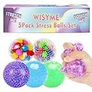 WISYME 5PACK Stress Balls,Squishy Balls Fidget for Adults Stress Relief, Netos Squishies Ball Sticky Balls, Squeeze Balls Colorful Balls, 2.36 inches