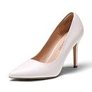 DREAM PAIRS Women's White Pu High Heel Pump Shoes - 7 M US