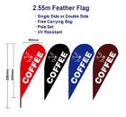 Outdoor 2.55m Coffee Flag Teardrop Flags with Base Kit Spike Deluxe Black banner