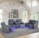 *FREE SHIPPING* Power Leather Recliner Sofa Set with LED , USD , Storage