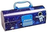 Adlon Kids Pencil Box | Suitcase Style Password Lock Pencil Case | Multi-Layer Pencil Box for Kids | Boys Girls【Colors as Per Stock】 (Space)