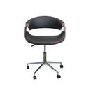Corrigan Studio® Kethry Bentwood Rolling Swivel Adjustable Seat Height Faux Leather Task Chair Upholstered in Black/Brown/Gray | Wayfair