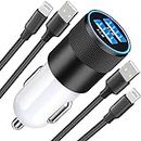 [Apple MFi Certified] iPhone Fast Car Charger, Braveridge 4.8A Dual USB Power Rapid Car Charger Adapter with 2Pack Lightning Braided Cable Quick Car Charging for iPhone 14/13/12/11/XS Max/XR/X/SE/iPad