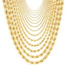 10K Yellow Gold 1.5mm-10mm Diamond Cut Rope Chain Necklace Mens Women 16"- 30"