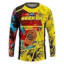 Tiivra Heatseeker, Quick Dry, Ventilated Raglan Jersey - Moisture Wicking, Panels for Riding, Cycling, Running (Long Sleeve Black, Yellow & Red Graphic Jersey with Throttle Sleeve) (X-Large)