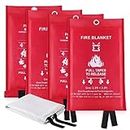 Fire Blanket for Kitchen Home Emergency - Fiberglass Blankets Fire Survival Suspension Flames Retardant Extinguisher for Stove Car Garage Office Camping Caravan BBQ School Fire Safety