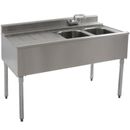 Eagle Group B4L-2-22 48" Underbar Sink with Two Compartments and Left Drainboard