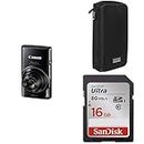 Canon PowerShot ELPH 360 HS Digital Camera (Black) with Camera Case & 16GB SD Card