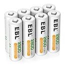EBL 8 Pack Rechargeable Batteries AA 2800mAh High Capacity, Ni-MH Double AA Batteries with Battery Case