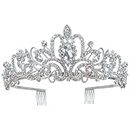 Crown Silver Crystal Tiara Headband Princess Elegant Crown with combs for Women Girls Bridal Wedding Birthday Party