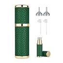Portable Mini Perfume Refillable Bottle, 5ml Leather Material Travel Atomizador, Fine Mist Refillable Cologne Dispenser Sprayer, With Funnel And Perfume Diffuser Tool For Women&Men (Dark Green)