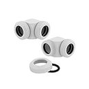 Corsair Hydro X Series XF Hardline 90 Degree 12mm OD Fittings, Twin Pack (Solid Brass Durability, Quality Finish, Double O-Ring Hardline Compression Design, Easy 12mm Diameter Tubing Fitting) White