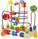 Fajiabao Bead Maze Toy Wooden Toddler Roller Coaster Abacus for Toddlers 1-3 Mon