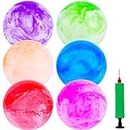 3 otters 6PCS Bouncy Balls for Kids, Marbleized Bouncy Balls with Pump Inflatable Sensory Balls Kickball Dodge Ball for Kids Adult Summer Beach Outdoor Game