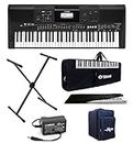 Yamaha PSR-E473 Digital Touch Sensitive Portable 61-Keys Keyboard With Stand, Gig Bag, Dust Cover, & Power Adapter.