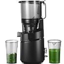 AMZCHEF 250W Automatic Slow Juicer Free Your Hands -135MM Opening and 1.8L Capacity Juicer for Whole Fruit and Vegetable, Professional Juicer with Triple Filter, Silent Motor and Safety Lock - Black