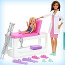 Mattel Barbie Fast Cast Clinic Playset w/ Brunette Barbie Doctor Doll, 4 Play Areas Plastic in Blue/White | 4.72 H x 4.09 W x 8.7 D in | Wayfair